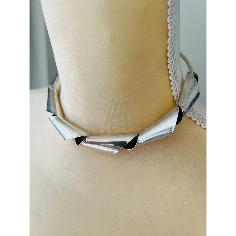 8 OTHER REASONS Twisted‎ Collar Necklace, Silver, Rustic Style, NWT